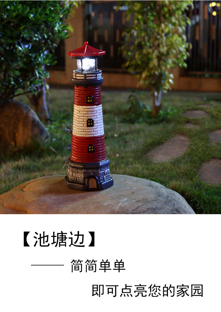 European and American style outdoor garden waterproof solar resin lighthouse ornament courtyard light landscape light floodlight spotlight