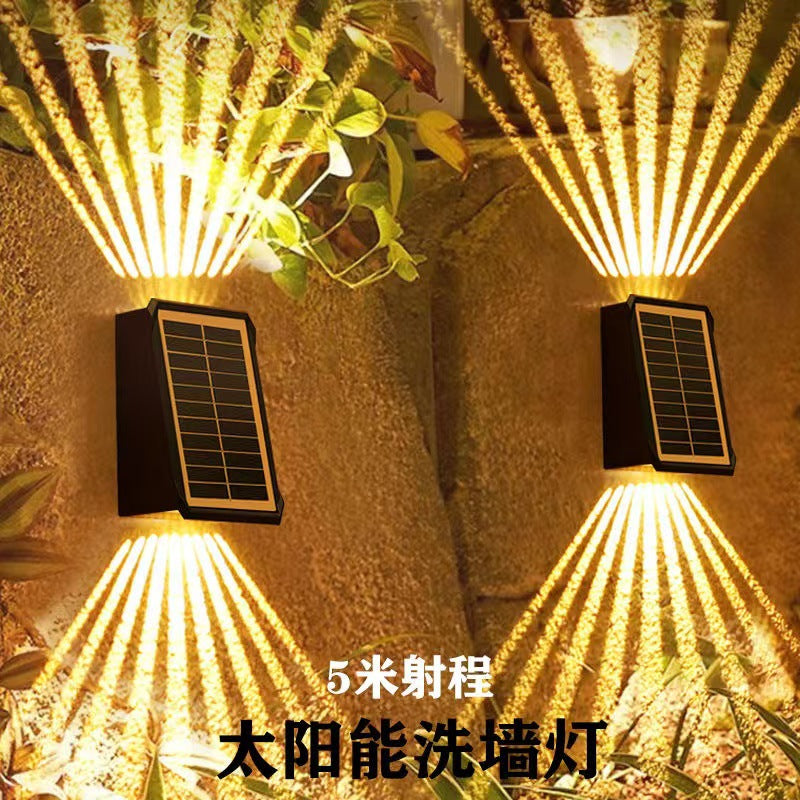 New solar-powered wall washer light, outdoor waterproof villa courtyard light, decorative ambient spotlight, home landscape wall light