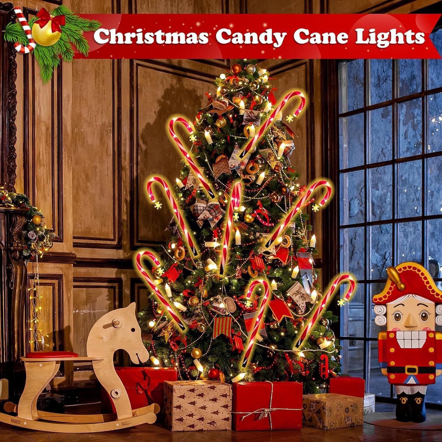 Outdoor garden lawn LED solar cane lights Christmas candy decorative lights scene arrangement ground lights