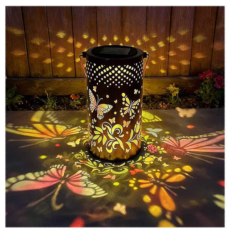 Amazon's best-selling solar butterfly lantern, iron art hollow hanging light for balcony garden, outdoor courtyard decorative light
