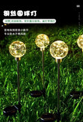 LED solar-powered transparent ball copper wire light, waterproof outdoor garden courtyard decorative ground-mounted landscape lawn light