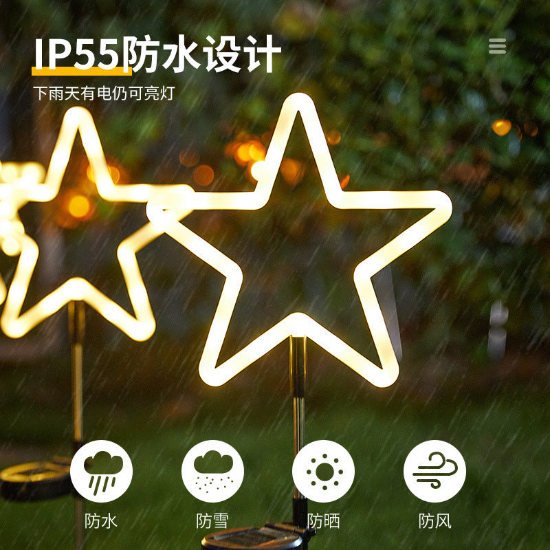 Directly from the manufacturer: Outdoor lighting solar neon LED star ground-insert garden courtyard holiday decorative lawn lights