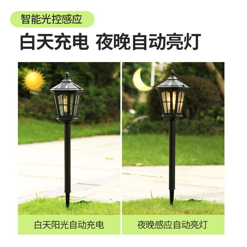 Solar-powered lawn lights, outdoor waterproof garden lights, outdoor ground-mounted pathway lawn lights, ground-mounted garden lights
