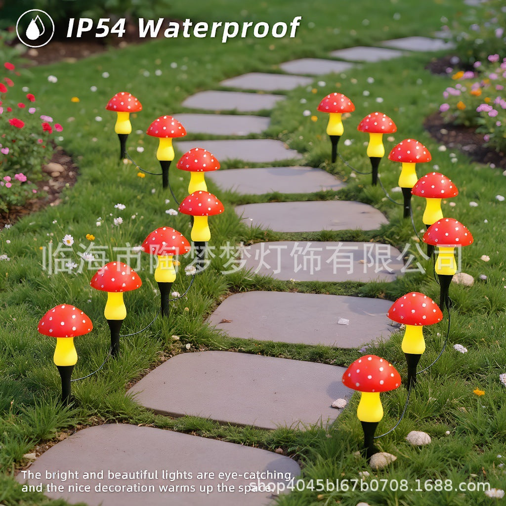 Solar-powered glowing mushroom lamp for outdoor use in courtyards, gardens, parks, scenic areas, and lawns