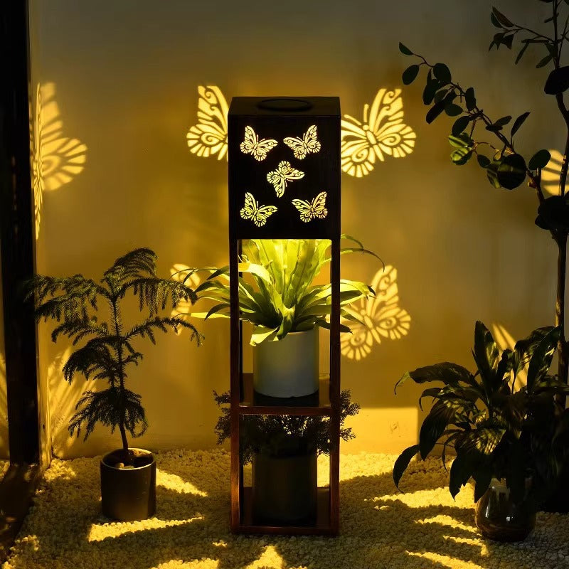 Solar flower stand light, courtyard garden balcony decorative light, waterproof potted plant floor light, flower stand decorative light