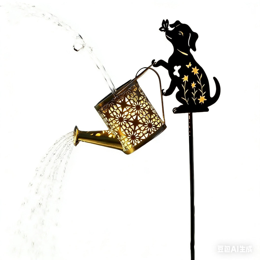 Cross-border solar LED waterproof outdoor water kettle flowing water garden light landscape light iron art sensor light