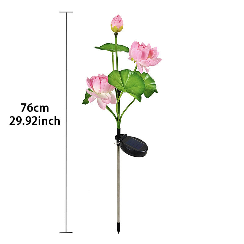 LED solar outdoor waterproof lawn light, simulated three-headed lotus ground light, garden courtyard sensor landscape light
