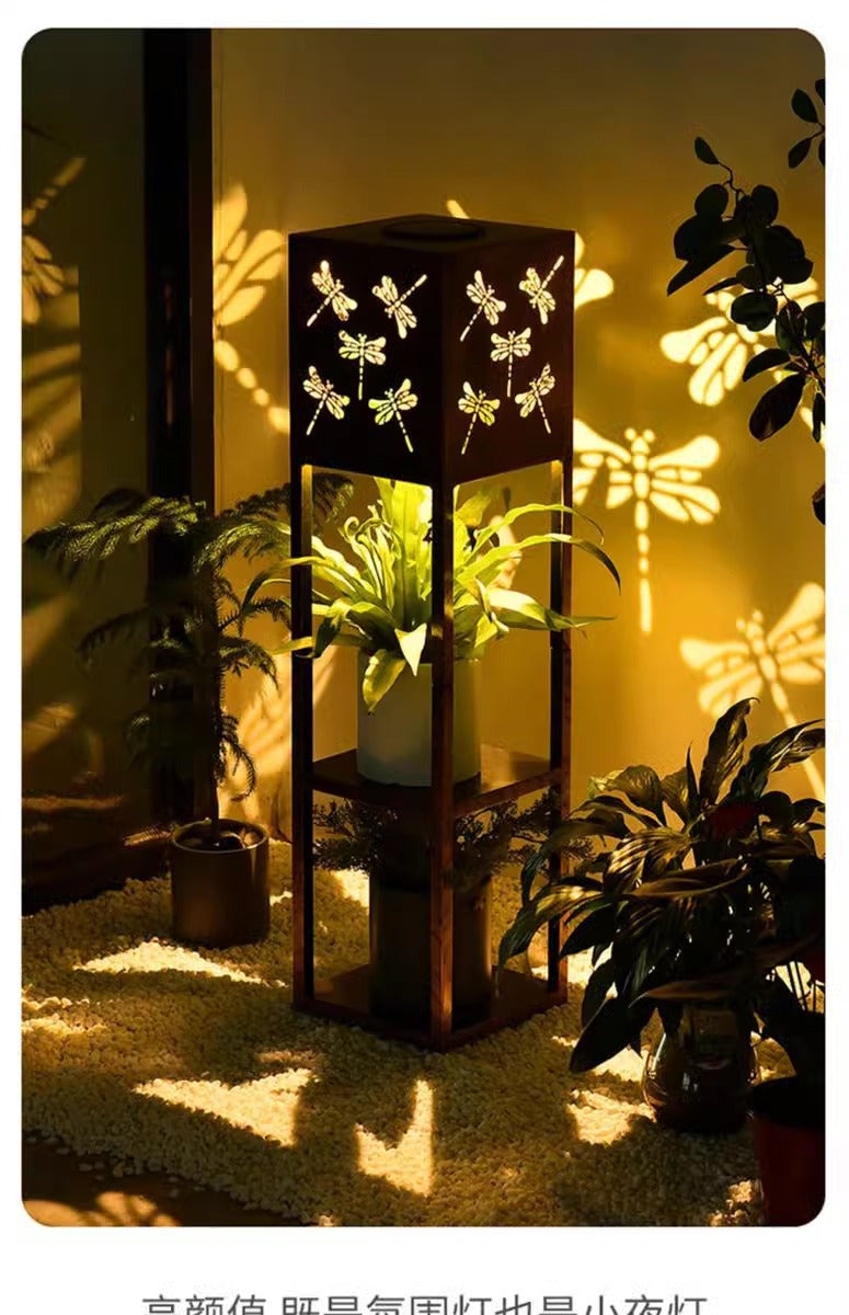 Solar flower stand light, courtyard garden balcony decorative light, waterproof potted plant floor light, flower stand decorative light