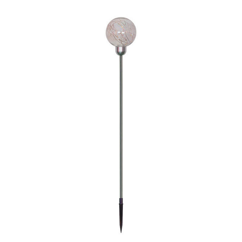 LED solar-powered transparent ball copper wire light, waterproof outdoor garden courtyard decorative ground-mounted landscape lawn light
