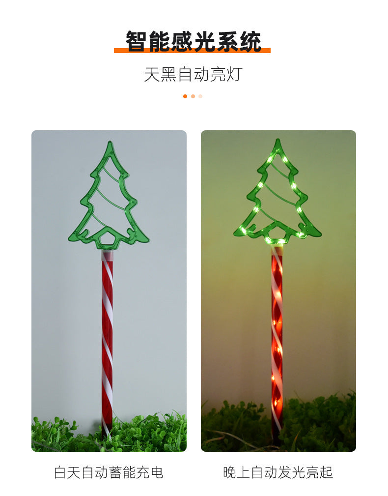 LED Solar Powered 1-to-5 Christmas Tree Ground Lights Outdoor Waterproof Decorative Atmosphere Lights for Courtyard and Lawn