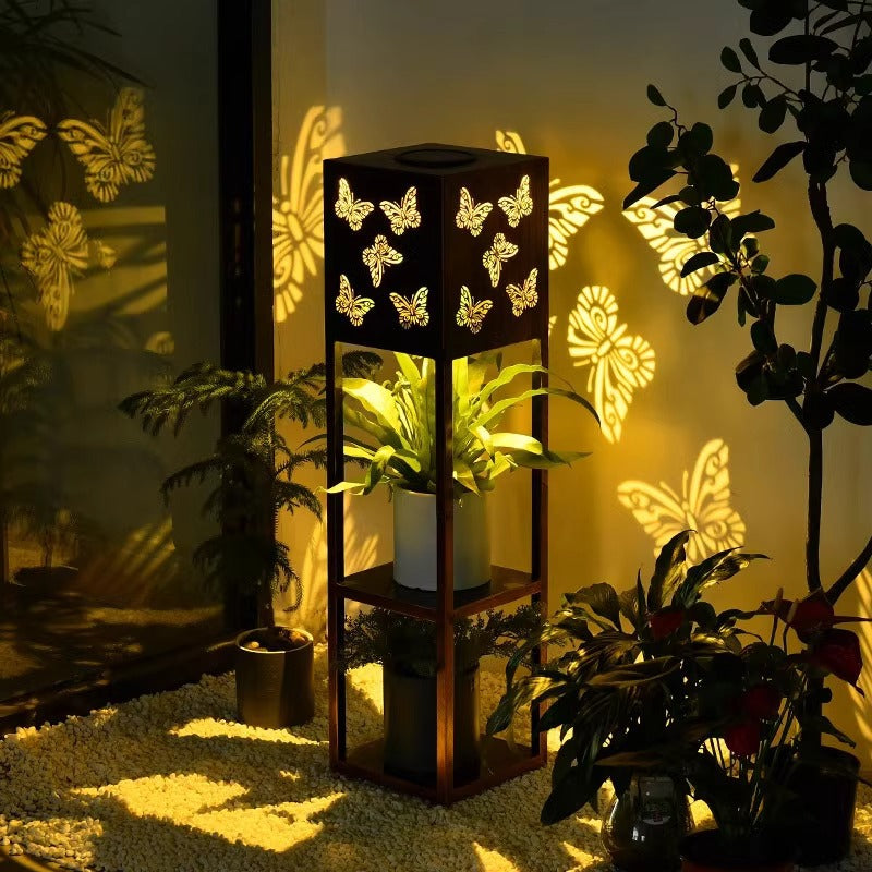 Solar flower stand light, courtyard garden balcony decorative light, waterproof potted plant floor light, flower stand decorative light