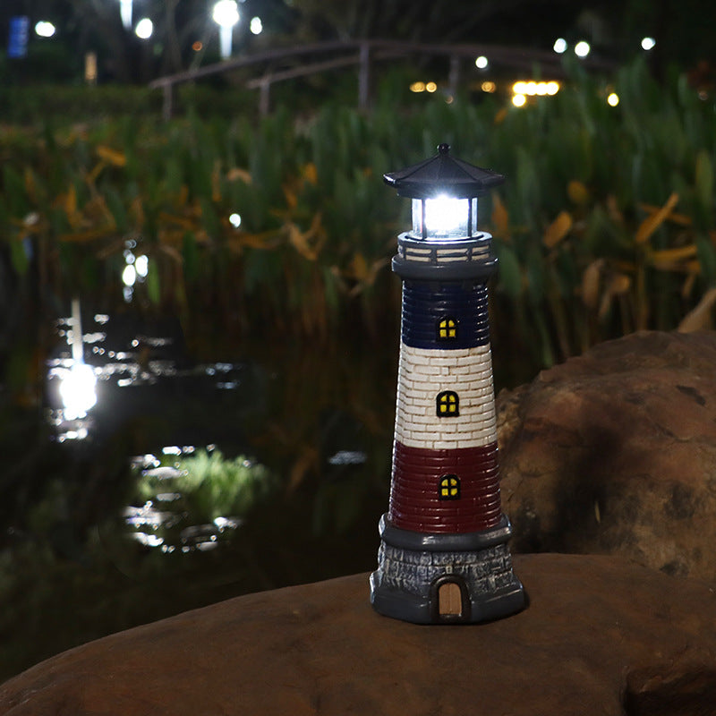 European and American style outdoor garden waterproof solar resin lighthouse ornament courtyard light landscape light floodlight spotlight