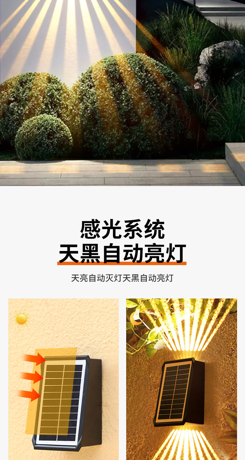 New solar-powered wall washer light, outdoor waterproof villa courtyard light, decorative ambient spotlight, home landscape wall light