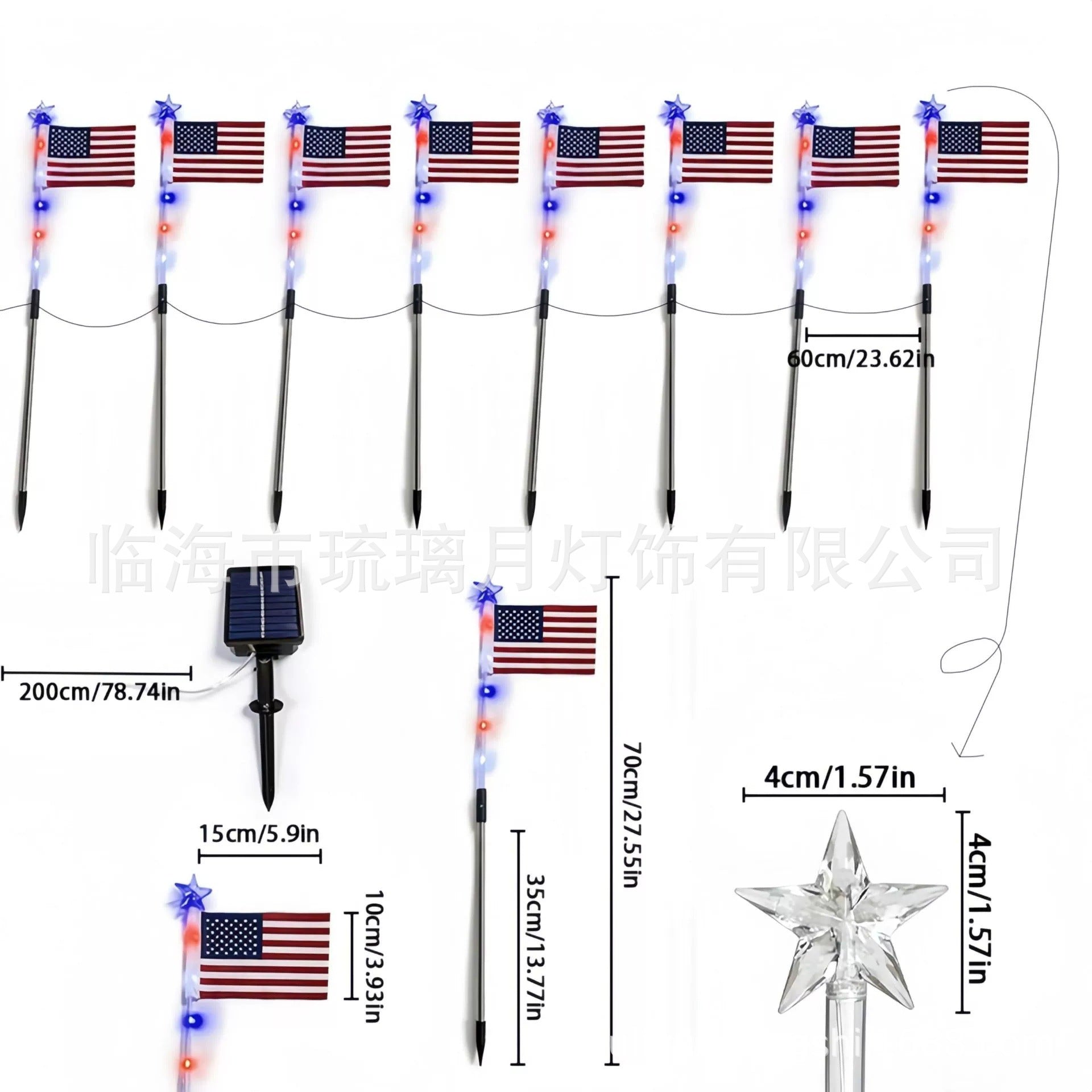 New cross-border product: Garden LED solar decorative light, American flag lawn stake garden light for presidential day elections