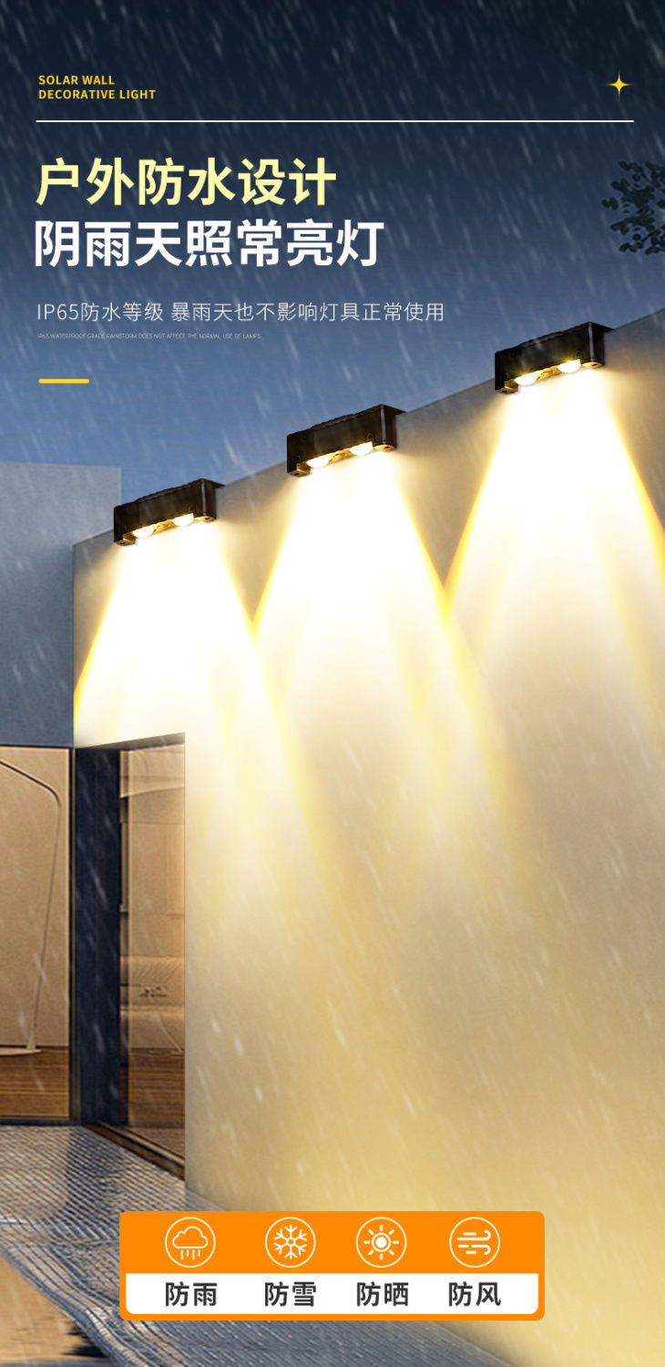 [New Dual Shadow] Solar Outdoor Garden Light, Waterproof Wall Washer Light for Home Villa Fence Landscape Lighting
