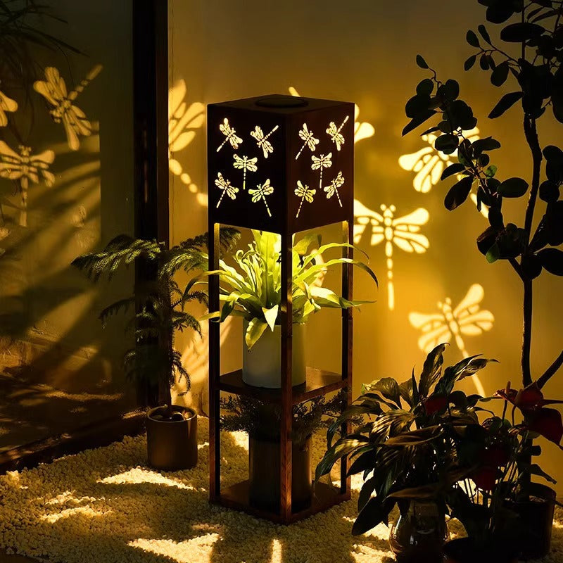 Solar flower stand light, courtyard garden balcony decorative light, waterproof potted plant floor light, flower stand decorative light