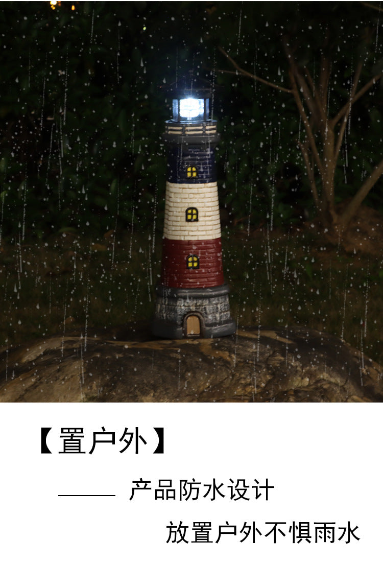 European and American style outdoor garden waterproof solar resin lighthouse ornament courtyard light landscape light floodlight spotlight