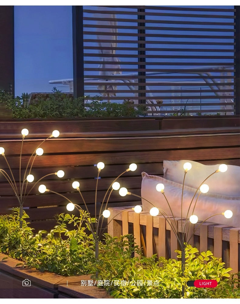 Solar-powered firefly LED lights, garden lawn lights, outdoor waterproof courtyard ambiance ground lights, trendy street lights