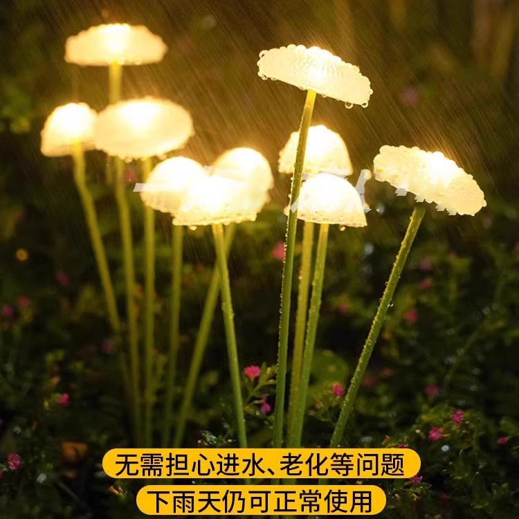 Solar LED jellyfish lamp, ground-mounted lawn light, outdoor waterproof holiday courtyard balcony decorative ambiance light