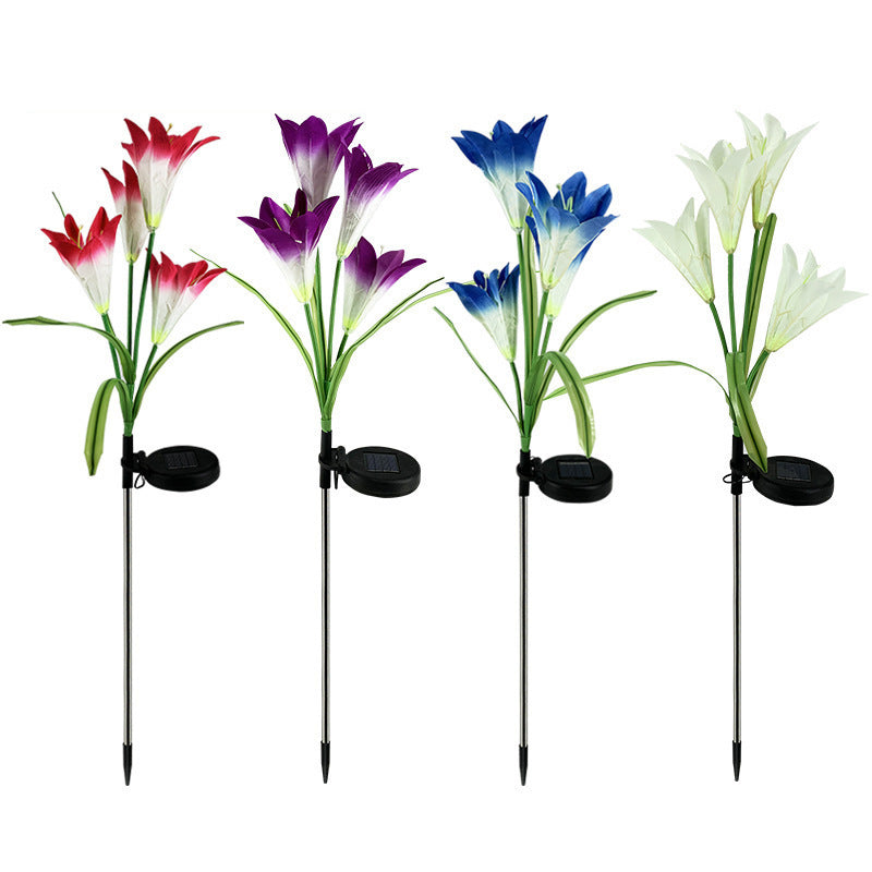 Solar-powered string lights, ground-mounted LED lights, simulated lily and sunflower sensor garden lights, stainless steel lawn lights, decorative lights