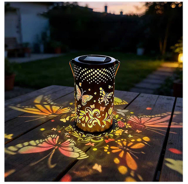 Amazon's best-selling solar butterfly lantern, iron art hollow hanging light for balcony garden, outdoor courtyard decorative light