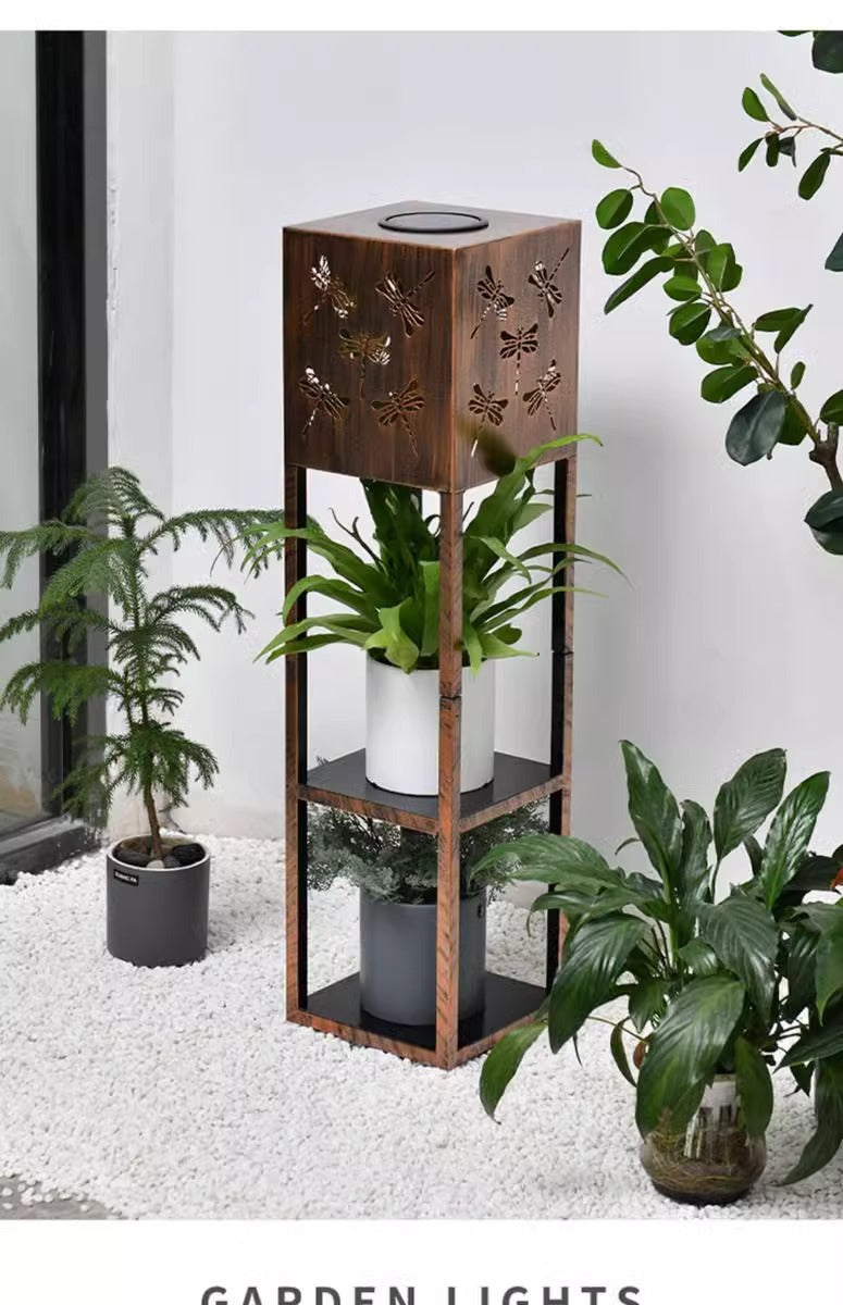 Solar flower stand light, courtyard garden balcony decorative light, waterproof potted plant floor light, flower stand decorative light