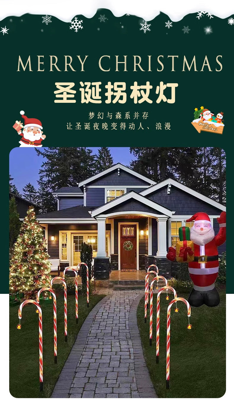Outdoor garden lawn LED solar cane lights Christmas candy decorative lights scene arrangement ground lights