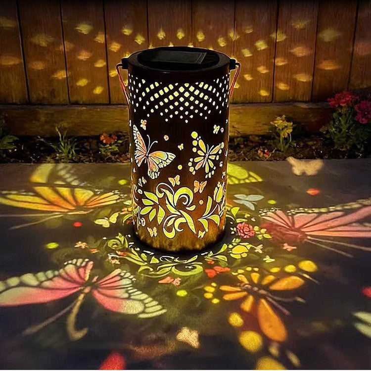 Amazon's best-selling solar butterfly lantern, iron art hollow hanging light for balcony garden, outdoor courtyard decorative light