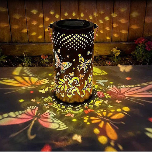 Amazon's best-selling solar butterfly lantern, iron art hollow hanging light for balcony garden, outdoor courtyard decorative light