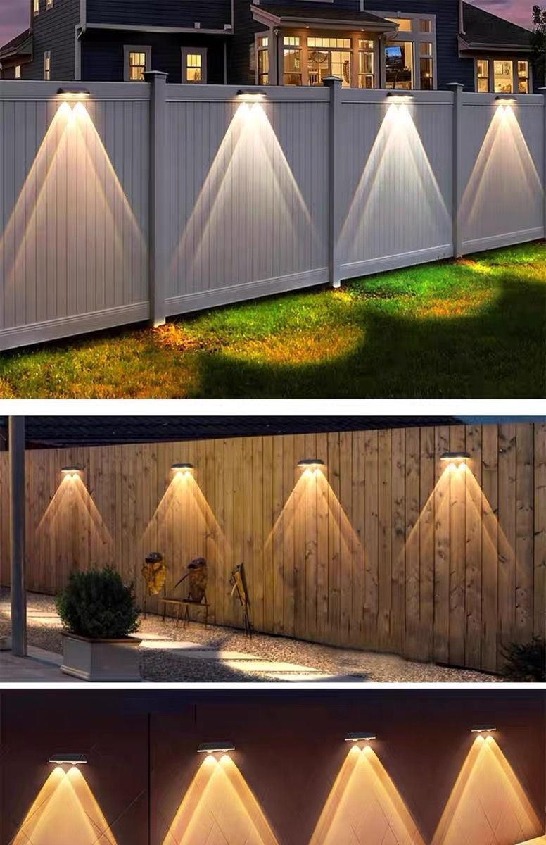 [New Dual Shadow] Solar Outdoor Garden Light, Waterproof Wall Washer Light for Home Villa Fence Landscape Lighting