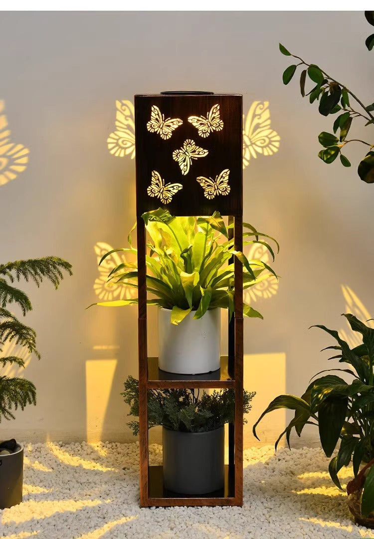Solar flower stand light, courtyard garden balcony decorative light, waterproof potted plant floor light, flower stand decorative light