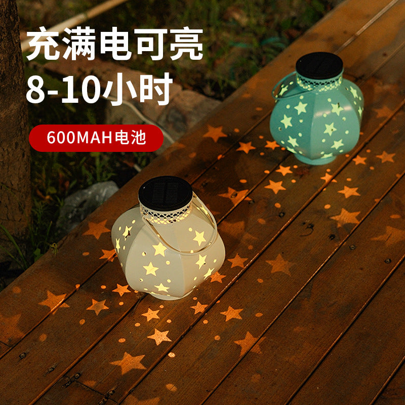 Solar-Powered Iron Star Night Light Outdoor Garden Lamp Waterproof Decorative Balcony Garden Landscape Atmosphere Lawn Light