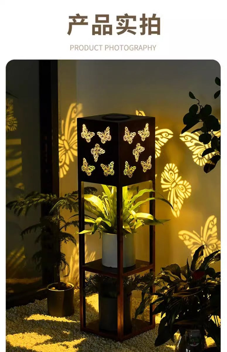 Solar flower stand light, courtyard garden balcony decorative light, waterproof potted plant floor light, flower stand decorative light