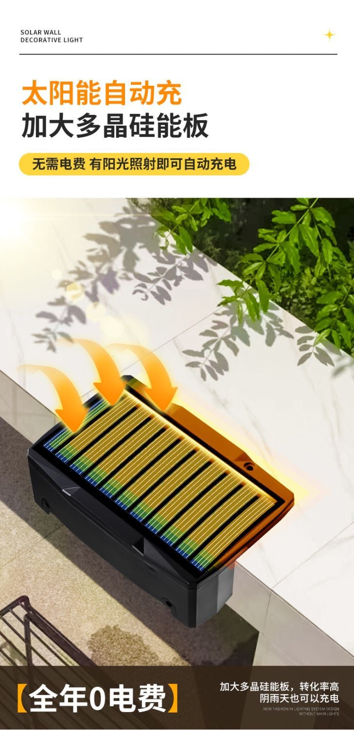[New Dual Shadow] Solar Outdoor Garden Light, Waterproof Wall Washer Light for Home Villa Fence Landscape Lighting