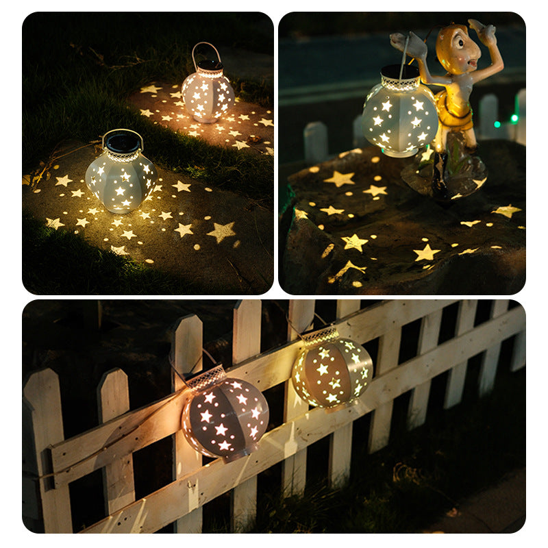 Solar-Powered Iron Star Night Light Outdoor Garden Lamp Waterproof Decorative Balcony Garden Landscape Atmosphere Lawn Light