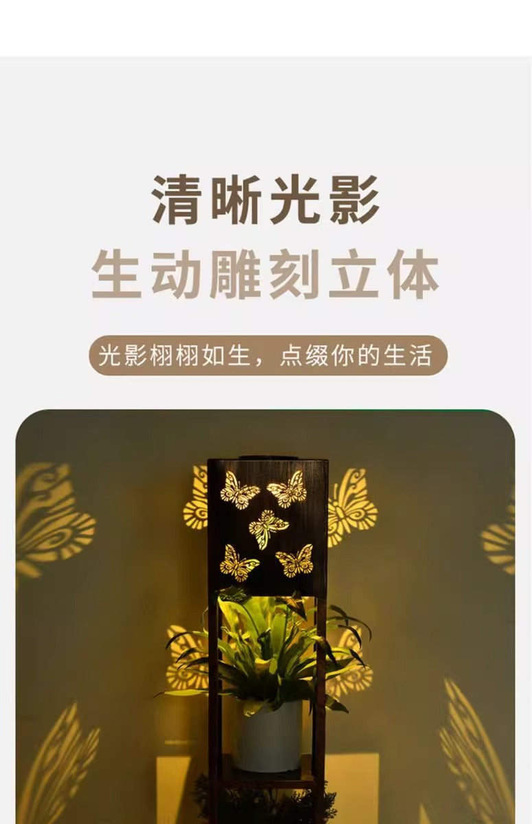 Solar flower stand light, courtyard garden balcony decorative light, waterproof potted plant floor light, flower stand decorative light