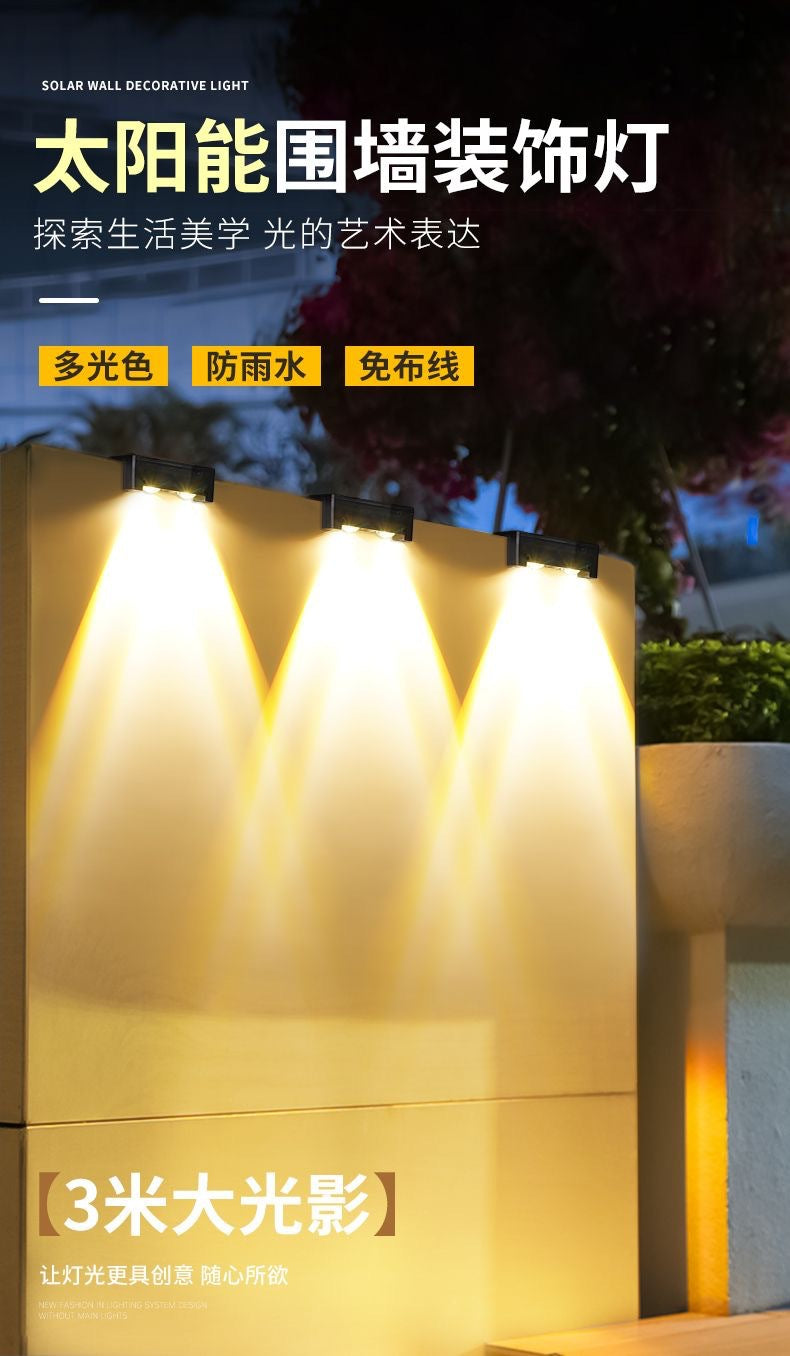 [New Dual Shadow] Solar Outdoor Garden Light, Waterproof Wall Washer Light for Home Villa Fence Landscape Lighting