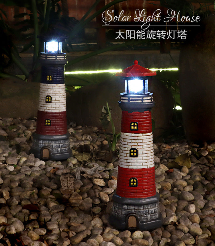 European and American style outdoor garden waterproof solar resin lighthouse ornament courtyard light landscape light floodlight spotlight
