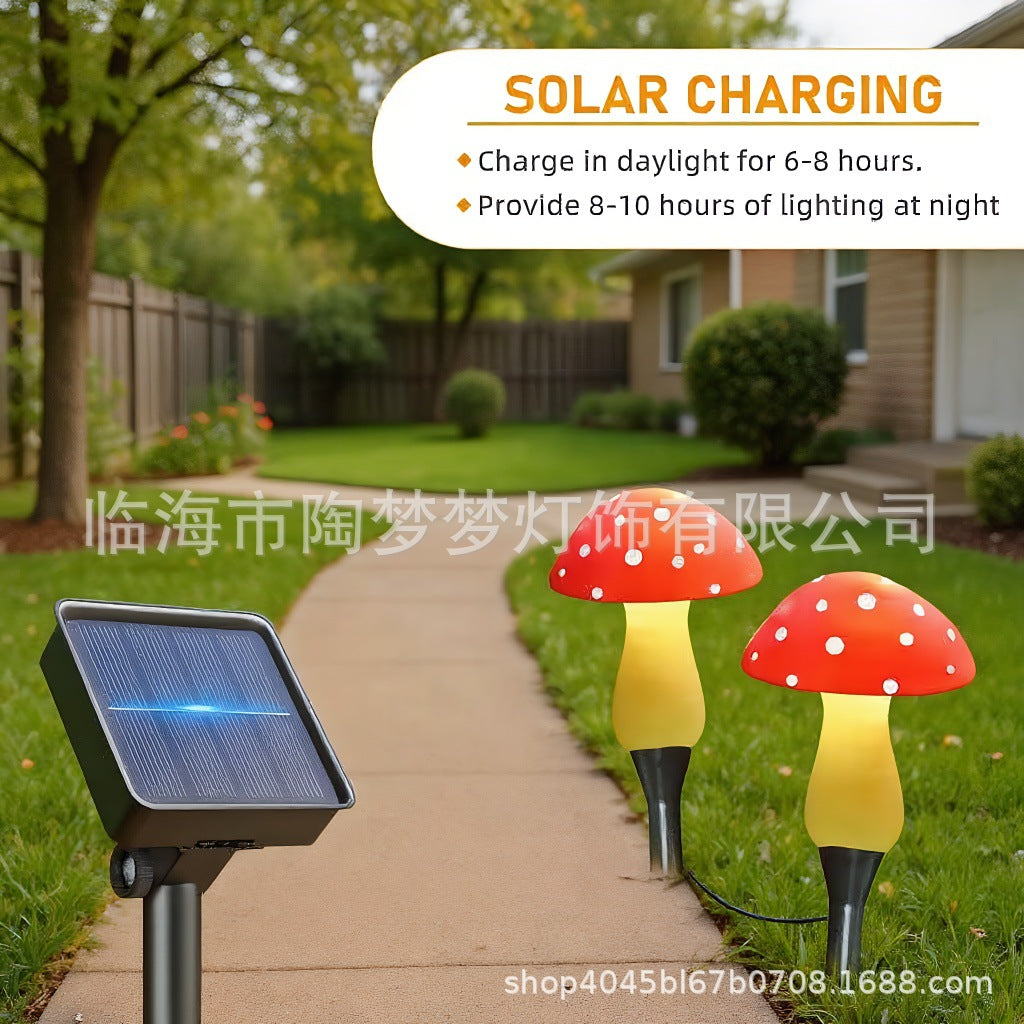 Solar-powered glowing mushroom lamp for outdoor use in courtyards, gardens, parks, scenic areas, and lawns