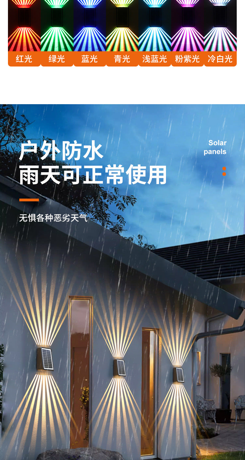 New solar-powered wall washer light, outdoor waterproof villa courtyard light, decorative ambient spotlight, home landscape wall light