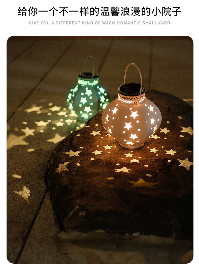 Solar-Powered Iron Star Night Light Outdoor Garden Lamp Waterproof Decorative Balcony Garden Landscape Atmosphere Lawn Light