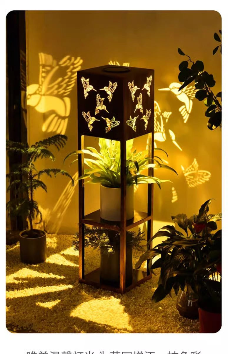 Solar flower stand light, courtyard garden balcony decorative light, waterproof potted plant floor light, flower stand decorative light
