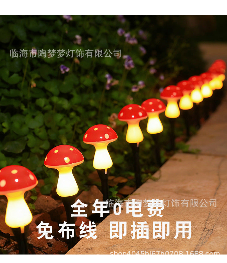 Solar-powered glowing mushroom lamp for outdoor use in courtyards, gardens, parks, scenic areas, and lawns