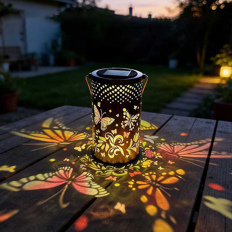 Amazon's best-selling solar butterfly lantern, iron art hollow hanging light for balcony garden, outdoor courtyard decorative light