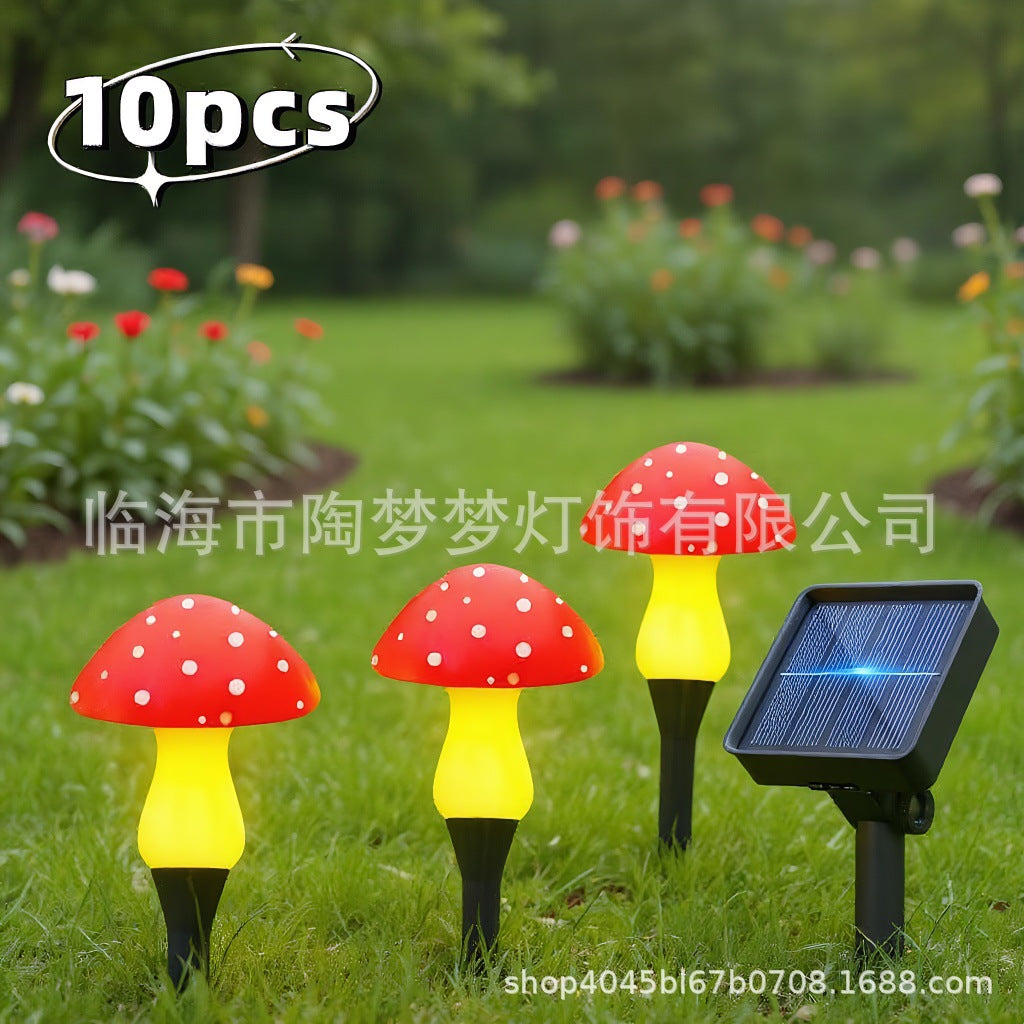 Solar-powered glowing mushroom lamp for outdoor use in courtyards, gardens, parks, scenic areas, and lawns