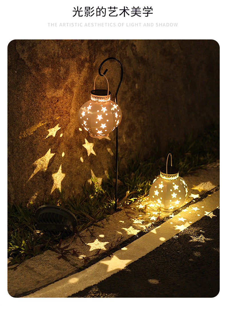 Solar-Powered Iron Star Night Light Outdoor Garden Lamp Waterproof Decorative Balcony Garden Landscape Atmosphere Lawn Light