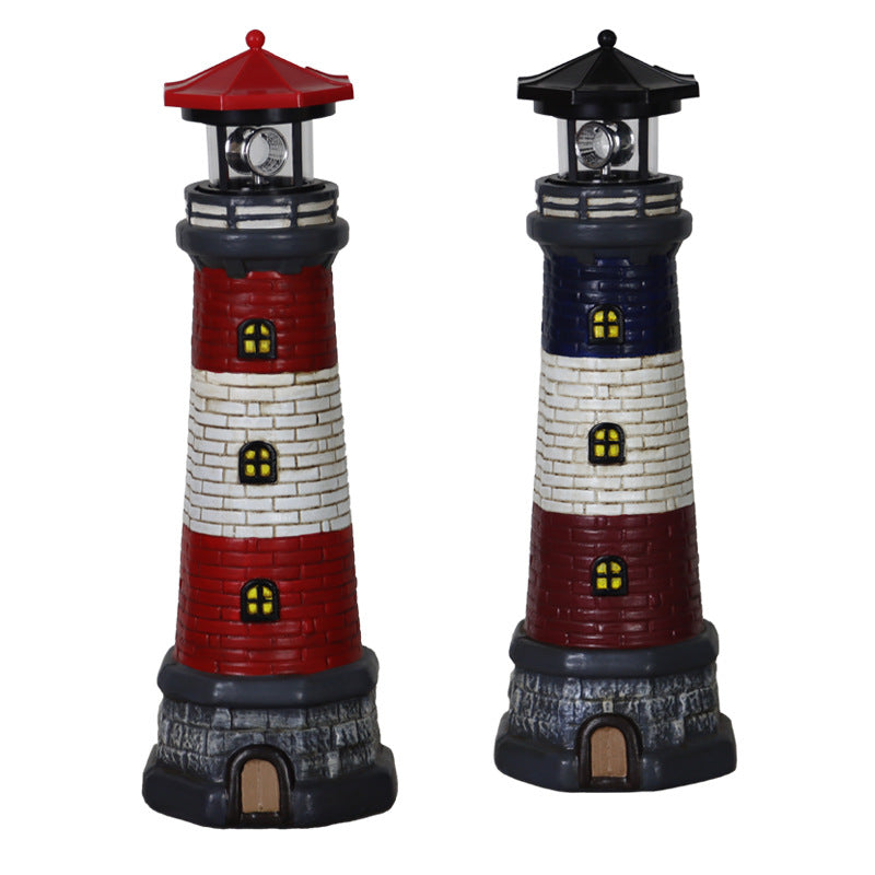 European and American style outdoor garden waterproof solar resin lighthouse ornament courtyard light landscape light floodlight spotlight