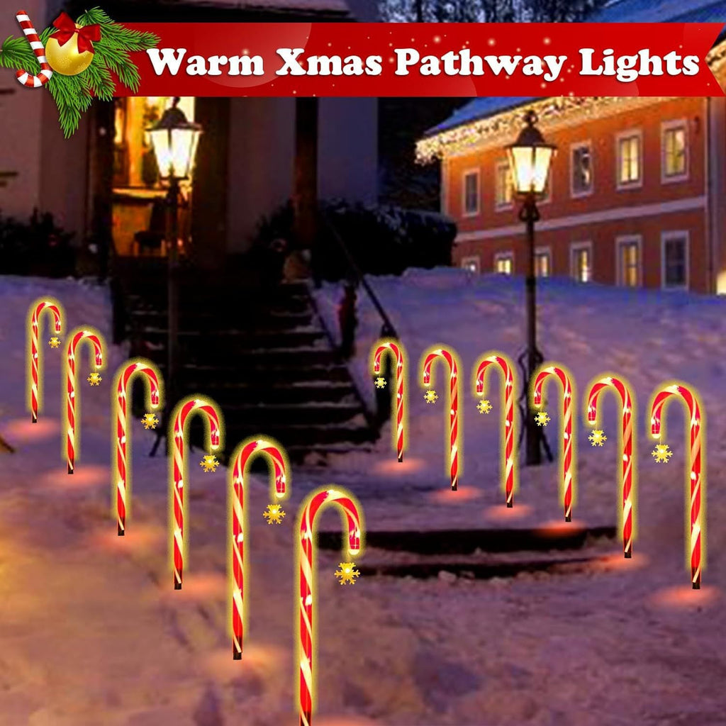 Outdoor garden lawn LED solar cane lights Christmas candy decorative lights scene arrangement ground lights