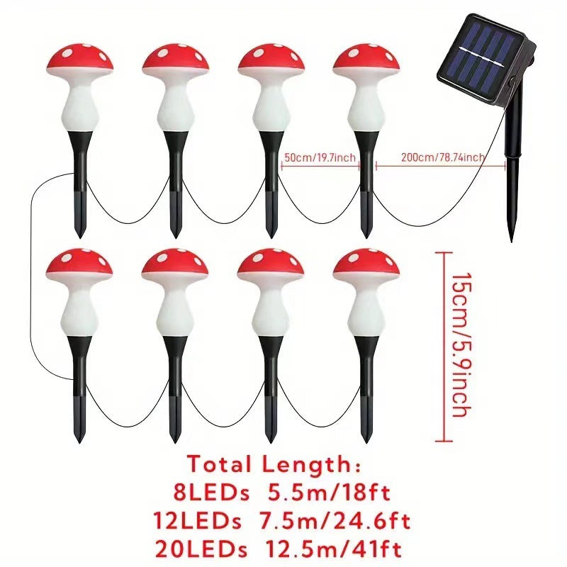Solar-powered glowing mushroom lamp for outdoor use in courtyards, gardens, parks, scenic areas, and lawns