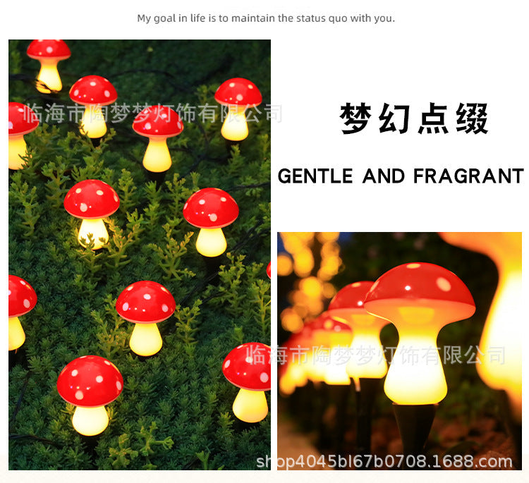 Solar-powered glowing mushroom lamp for outdoor use in courtyards, gardens, parks, scenic areas, and lawns